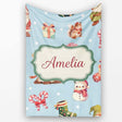 Cute Christmas Gnome Reindeer Snowman Gift Aqua Background Seamless  Personalised Custom Name Super Soft Fleece Blanket Bed Sofa Throw