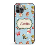 Cute Christmas Gnome Reindeer Snowman Gift Aqua Custom Name Protective Phone Case Mobile Cover Durable Everyday Smartphone Shock Resistant