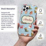 Cute Christmas Gnome Reindeer Snowman Gift Aqua Custom Name Protective Phone Case Mobile Cover Durable Everyday Smartphone Shock Resistant