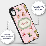 Cute Christmas Gnome Reindeer Snowman Gift Pink Custom Name Protective Phone Case Mobile Cover Durable Everyday Smartphone Shock Resistant