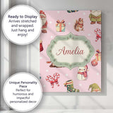 Personalised Name Cute Christmas Gnome Custom  Modern Room Accent Elegant Feature Canvas Wall Art Print Decor Picture Ready to Hang