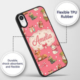 Cute Christmas Gnome Reindeer Snowman Gift Coral Custom Name Protective Phone Case Mobile Cover Durable Everyday Smartphone Shock Resistant