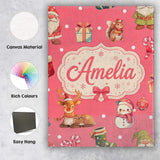 Personalised Name Cute Christmas Gnome Custom  Modern Room Accent Elegant Feature Canvas Wall Art Print Decor Picture Ready to Hang