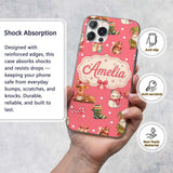 Cute Christmas Gnome Reindeer Snowman Gift Coral Custom Name Protective Phone Case Mobile Cover Durable Everyday Smartphone Shock Resistant