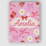 Personalised Name Cute Cherry Bow Daisy Heart with White Daisies on Custom Canvas Wall Art Print Decor Picture Ready to Hang