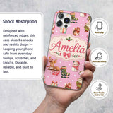 Cute Christmas Deer Squirrel Leaves Gift Pattern Custom Name Protective Phone Case Mobile Cover Durable Everyday Smartphone Shock Resistant