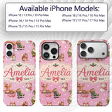Cute Christmas Deer Squirrel Leaves Gift Pattern Custom Name Protective Phone Case Mobile Cover Durable Everyday Smartphone Shock Resistant