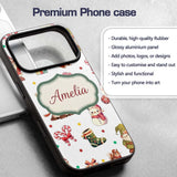 Cute Christmas Deer Squirrel Leaves Gift Pattern Custom Name Protective Phone Case Mobile Cover Durable Everyday Smartphone Shock Resistant