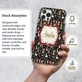 Cute Christmas Deer Squirrel Leaves Gift Pattern Custom Name Protective Phone Case Mobile Cover Durable Everyday Smartphone Shock Resistant