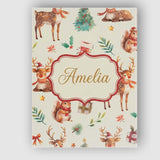 Personalised Name Cute Christmas Deer Custom Modern Room Accent Creative Decorator Style Canvas Wall Art Print Decor Picture Ready to Hang