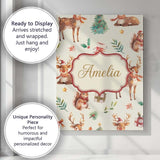 Personalised Name Cute Christmas Deer Custom Modern Room Accent Creative Decorator Style Canvas Wall Art Print Decor Picture Ready to Hang