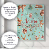 Personalised Name Cute Christmas Deer Custom Modern Room Accent Creative Decorator Style Canvas Wall Art Print Decor Picture Ready to Hang