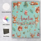 Personalised Name Cute Christmas Deer Custom Modern Room Accent Creative Decorator Style Canvas Wall Art Print Decor Picture Ready to Hang
