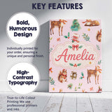 Personalised Name Cute Christmas Deer Custom Modern Room Accent Creative Decorator Style Canvas Wall Art Print Decor Picture Ready to Hang