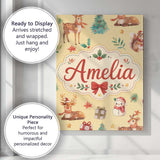 Personalised Name Cute Christmas Deer Custom Modern Room Accent Creative Decorator Style Canvas Wall Art Print Decor Picture Ready to Hang