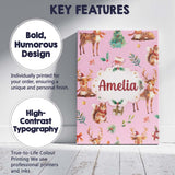 Personalised Name Cute Christmas Deer Custom Modern Room Accent Creative Decorator Style Canvas Wall Art Print Decor Picture Ready to Hang
