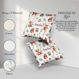 Custom Name Cute Christmas Deer Squirrel Leaves Seamless Pattern Square Filled Cushion Throw Pillow Sofa Bed Home Decor Zip Washable UK Made