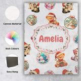 Personalised Name Cute Christmas Cat Teddy Custom  Unique Gift Idea Elegant Feature Canvas Wall Art Print Decor Picture Ready to Hang