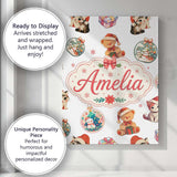 Personalised Name Cute Gingerbread Man Custom  Modern Room Accent Elegant Feature Canvas Wall Art Print Decor Picture Ready to Hang