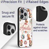 Cute Gingerbread Man Candy Cane Cookie Seamless Custom Name Protective Phone Case Mobile Cover Durable Everyday Smartphone Shock Resistant