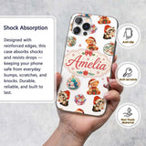 Cute Gingerbread Man Candy Cane Cookie Seamless Custom Name Protective Phone Case Mobile Cover Durable Everyday Smartphone Shock Resistant