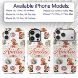 Cute Gingerbread Man Candy Cane Cookie Seamless Custom Name Protective Phone Case Mobile Cover Durable Everyday Smartphone Shock Resistant