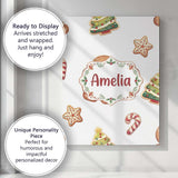 Personalised Name Cute Gingerbread Man Custom  Modern Room Accent Elegant Feature Canvas Wall Art Print Decor Picture Ready to Hang
