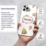 Cute Gingerbread Man Candy Cane Cookie Seamless Custom Name Protective Phone Case Mobile Cover Durable Everyday Smartphone Shock Resistant
