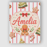 Personalised Name Cute Gingerbread Man Custom  Modern Room Accent Elegant Feature Canvas Wall Art Print Decor Picture Ready to Hang