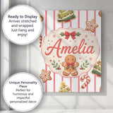 Personalised Name Cute Gingerbread Man Custom  Modern Room Accent Elegant Feature Canvas Wall Art Print Decor Picture Ready to Hang