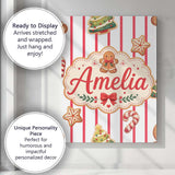 Personalised Name Cute Gingerbread Man Custom  Modern Room Accent Elegant Feature Canvas Wall Art Print Decor Picture Ready to Hang