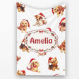 Cute Christmas Puppies in Santa Hats Seamless Pattern White  Personalised Custom Name Super Soft Fleece Blanket Bed Sofa Throw