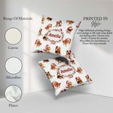 Custom Name Cute Christmas Puppies in Santa Hats Seamless White Square Filled Cushion Throw Pillow Sofa Bed Home Decor Zip Washable UK Made