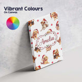 Personalised Name Cute Christmas Puppies in Custom  Bespoke Interior Contemporary Canvas Wall Art Print Decor Picture Ready to Hang