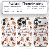 Cute Christmas Puppies in Santa Hats Seamless Custom Name Protective Phone Case Mobile Cover Durable Everyday Smartphone Shock Resistant