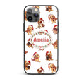 Cute Christmas Puppies in Santa Hats Seamless Custom Name Protective Phone Case Mobile Cover Durable Everyday Smartphone Shock Resistant