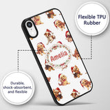 Cute Christmas Puppies in Santa Hats Seamless Custom Name Protective Phone Case Mobile Cover Durable Everyday Smartphone Shock Resistant