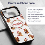 Cute Christmas Puppies in Santa Hats Seamless Custom Name Protective Phone Case Mobile Cover Durable Everyday Smartphone Shock Resistant