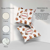 Custom Name Christmas Puppies in Hats Seamless Pattern Soft Grey Square Filled Cushion Throw Pillow Sofa Bed Home Decor Zip Washable UK Made