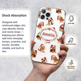Cute Christmas Puppies in Santa Hats Seamless Custom Name Protective Phone Case Mobile Cover Durable Everyday Smartphone Shock Resistant