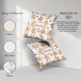 Custom Name Gingerbread Cookies Candy Sweets House Pattern White Square Filled Cushion Throw Pillow Sofa Bed Home Decor Zip Washable UK Made
