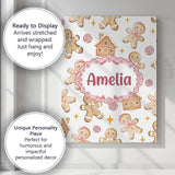 Personalised Name Cute Gingerbread Cookies Custom  Unique Gift Idea Elegant Feature Canvas Wall Art Print Decor Picture Ready to Hang