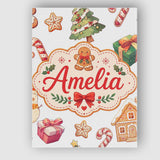 Personalised Name Cute Gingerbread Cookies Custom  Unique Gift Idea Elegant Feature Canvas Wall Art Print Decor Picture Ready to Hang