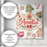 Personalised Name Cute Gingerbread Cookies Custom  Unique Gift Idea Elegant Feature Canvas Wall Art Print Decor Picture Ready to Hang