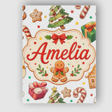 Personalised Name Cute Gingerbread Man Custom  Modern Room Accent Elegant Feature Canvas Wall Art Print Decor Picture Ready to Hang