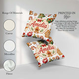 Custom Name Man Christmas Tree Candy Cane Seamless Pattern Name Square Filled Cushion Throw Pillow Sofa Bed Home Decor Zip Washable UK Made