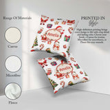 Custom Name Cute Santa Claus Mrs Snowman Christmas Seamless Name Square Filled Cushion Throw Pillow Sofa Bed Home Decor Zip Washable UK Made