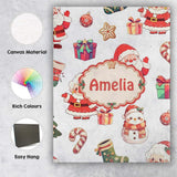 Personalised Name Cute Santa Claus Mrs Custom  Modern Room Accent Elegant Feature Canvas Wall Art Print Decor Picture Ready to Hang