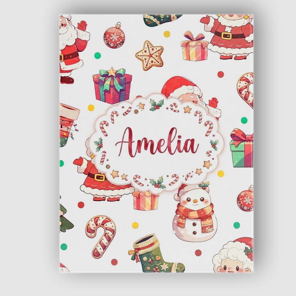 Personalised Name Cute Santa Claus Mrs Custom  Modern Room Accent Elegant Feature Canvas Wall Art Print Decor Picture Ready to Hang
