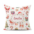 Custom Name Cute Santa Claus Mrs Snowman Confetti Seamless Name Square Filled Cushion Throw Pillow Sofa Bed Home Decor Zip Washable UK Made